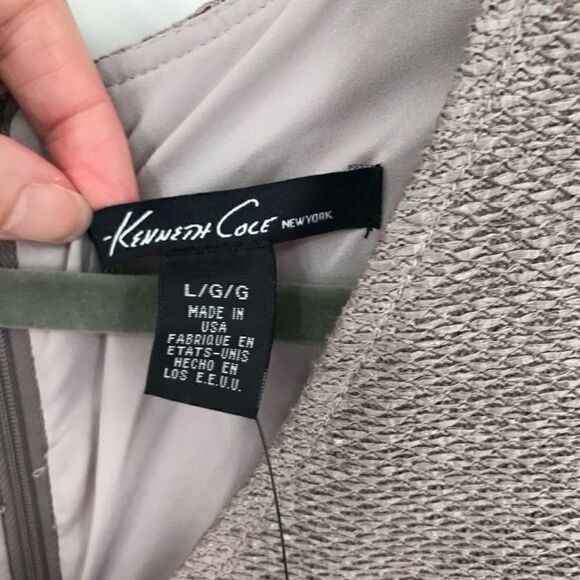 Kenneth Cole Raffia Textured A-Line Dress Women Large Taupe NWT Office Business - Picture 3 of 7